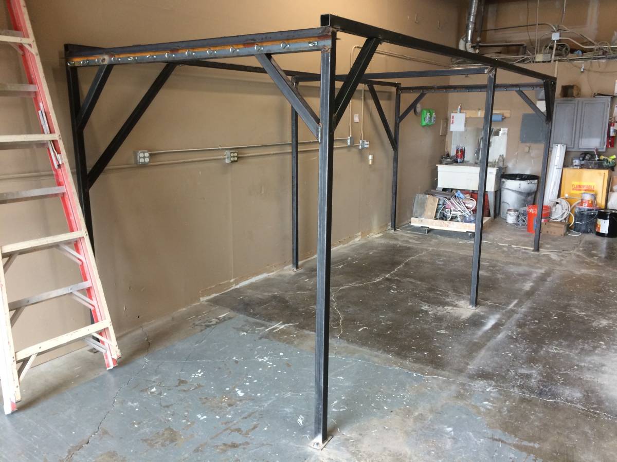 steel hanging rack fabricated and installed onsite